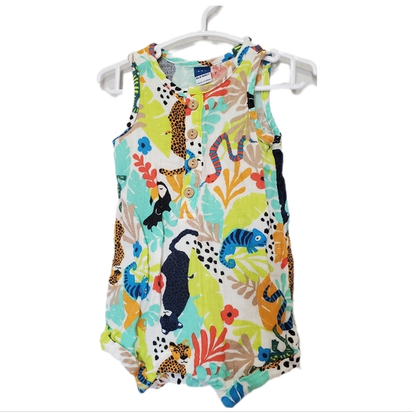 Old Navy Colorful Safari Baby Romper Size 3-6 Months - Picture 1 of 10
